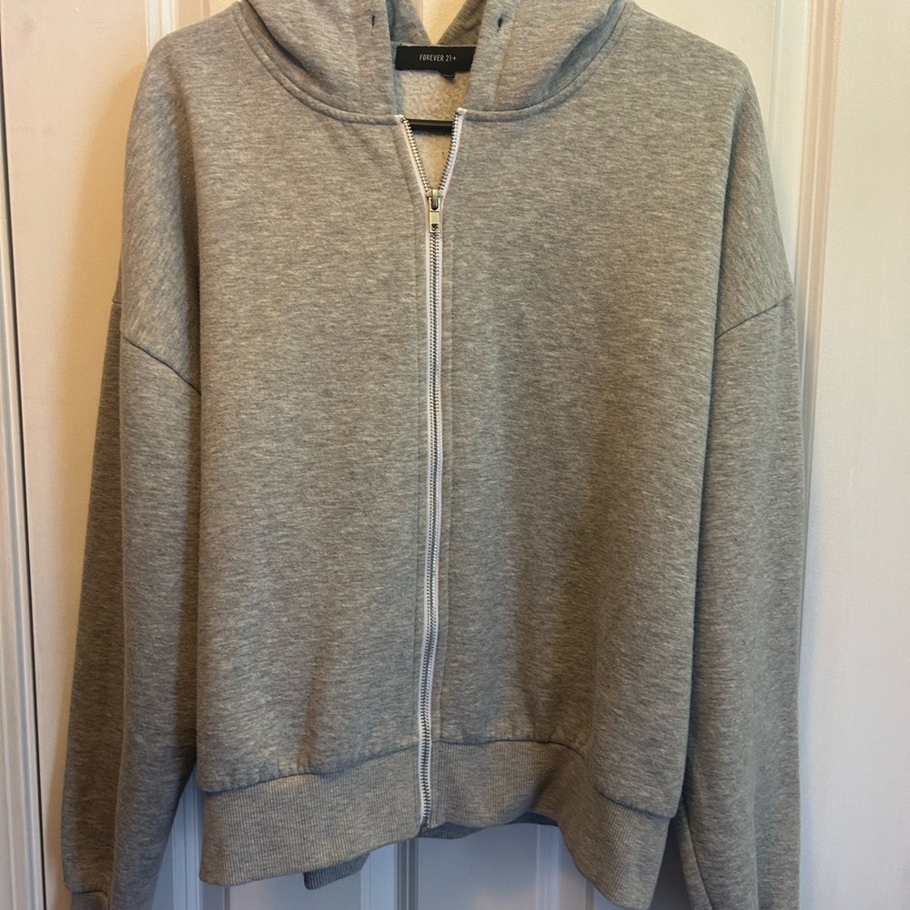 Girls forever 21 grey front zip up hoodie